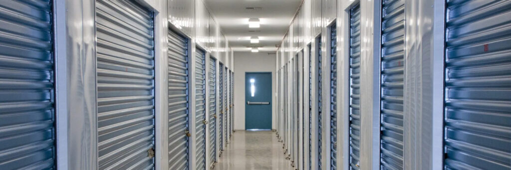 Hallway of an indoor storage unit facility