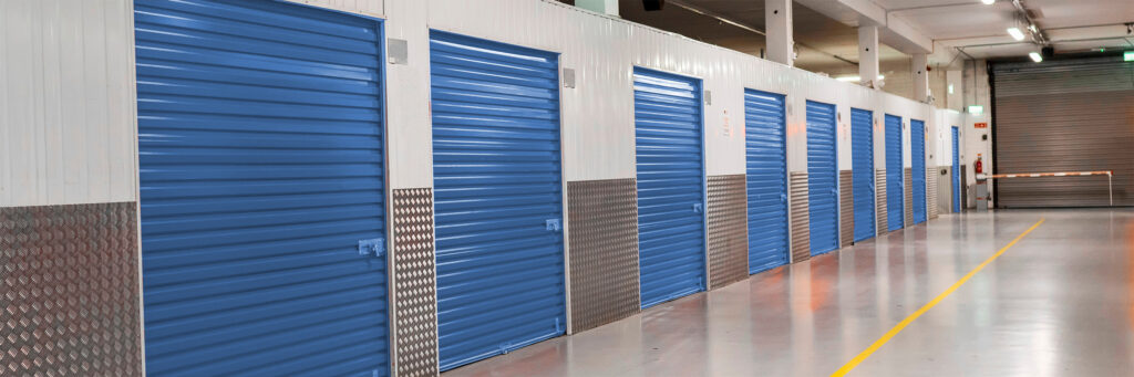 Hallway of an indoor storage unit facility